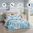 thumbnail image 2 of 3 Piece Coastal Quilt Sets California King Size - Reversible Microfiber Quilts with 2 Shams Soft Lightweight Beach Bedding Nautical Bedspread Summer Coverlet for All Season, 118''x106'', 2 of 13