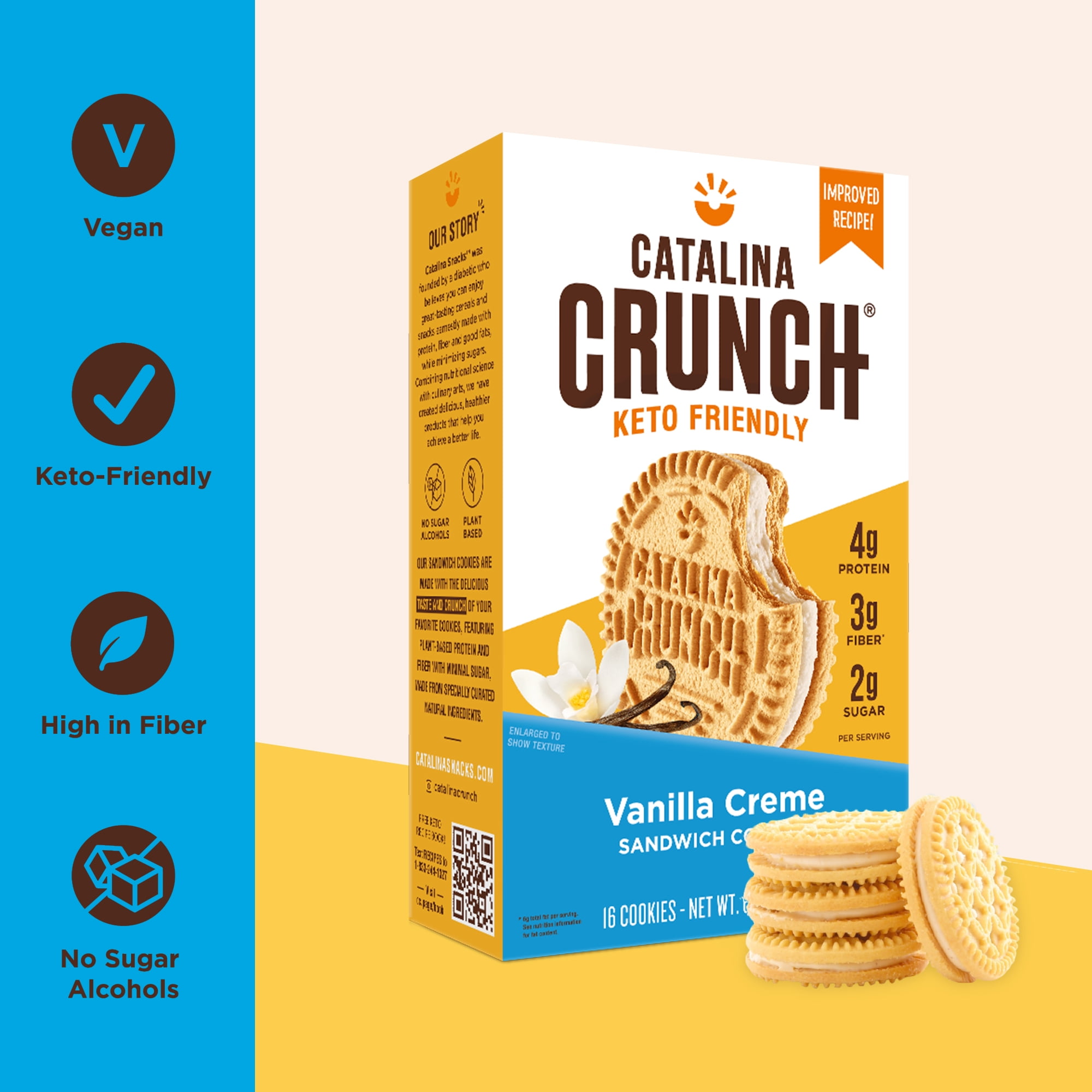 Catalina Crunch Vanilla Crème Keto Sandwich Cookies (2 Pack) 6.8