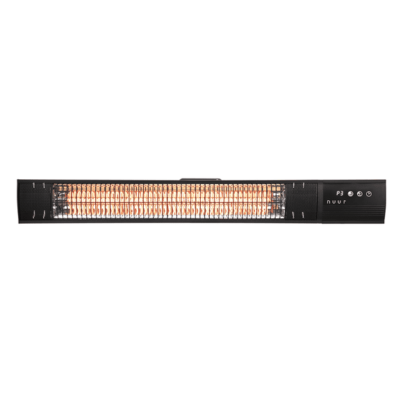 Nuur - Calentador Electrico de Halogeno para Patio Exterior 1500W con Control Remoto, 3 Niveles de Potencia (500W/1000W/1500W), Montaje en Pared, Apagado Automatico, Angulo Ajustable - CALEXEL