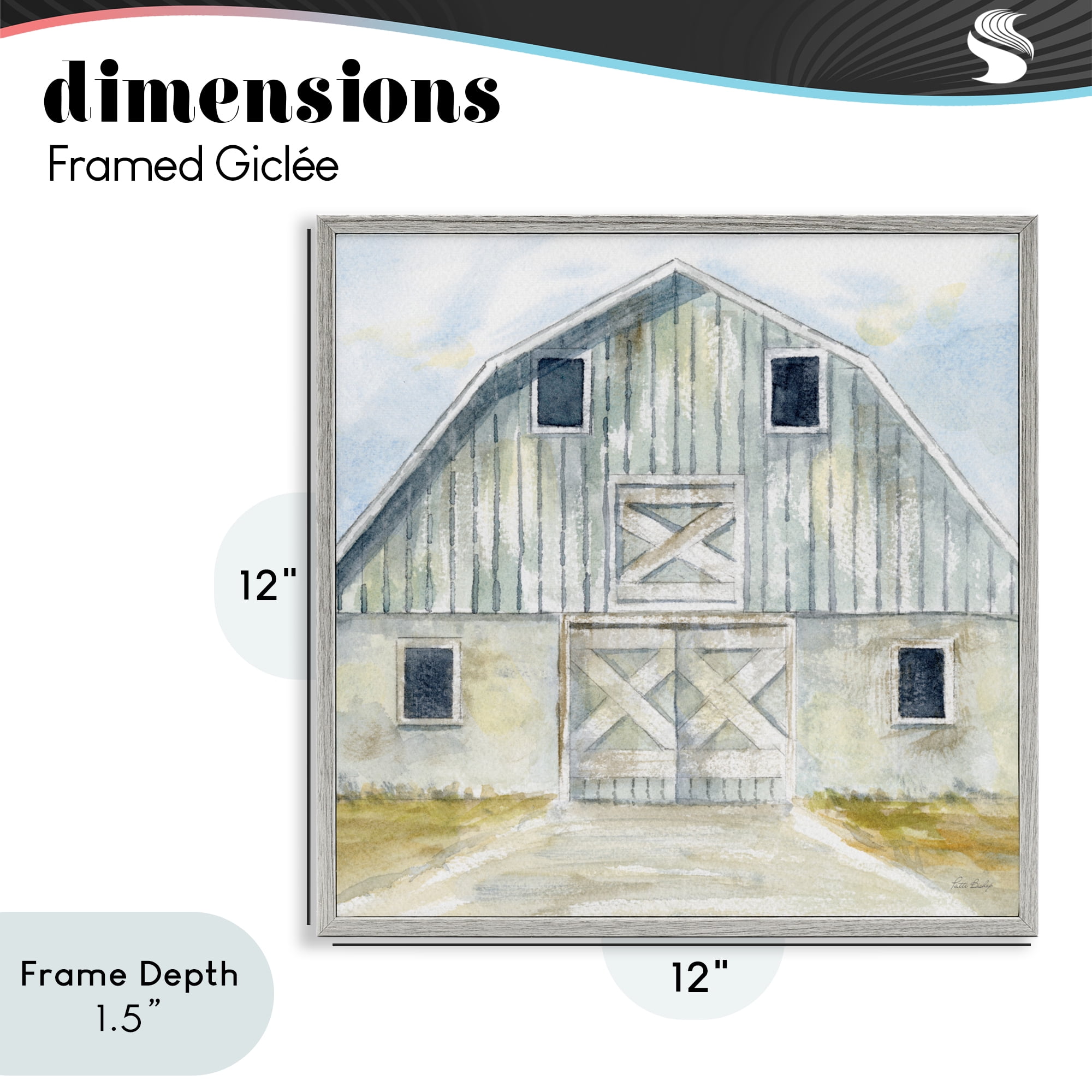 Stupell Industries Blue Gray Barn Gray Framed Giclee Art, design by Patti Bishop