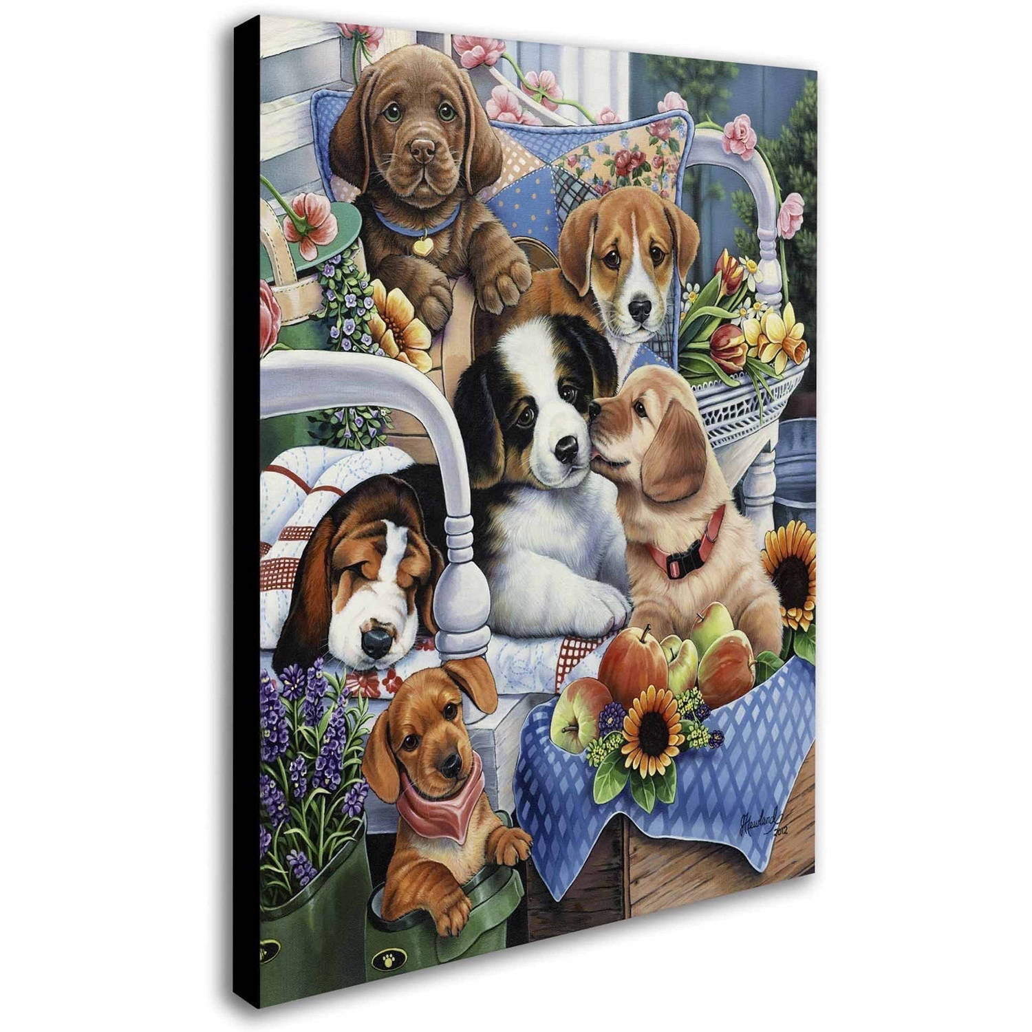 Trademark Fine Art 'Country Pups' Canvas Art by Jenny Newland