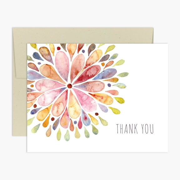 Watercolor Flower Burst Thank You Card