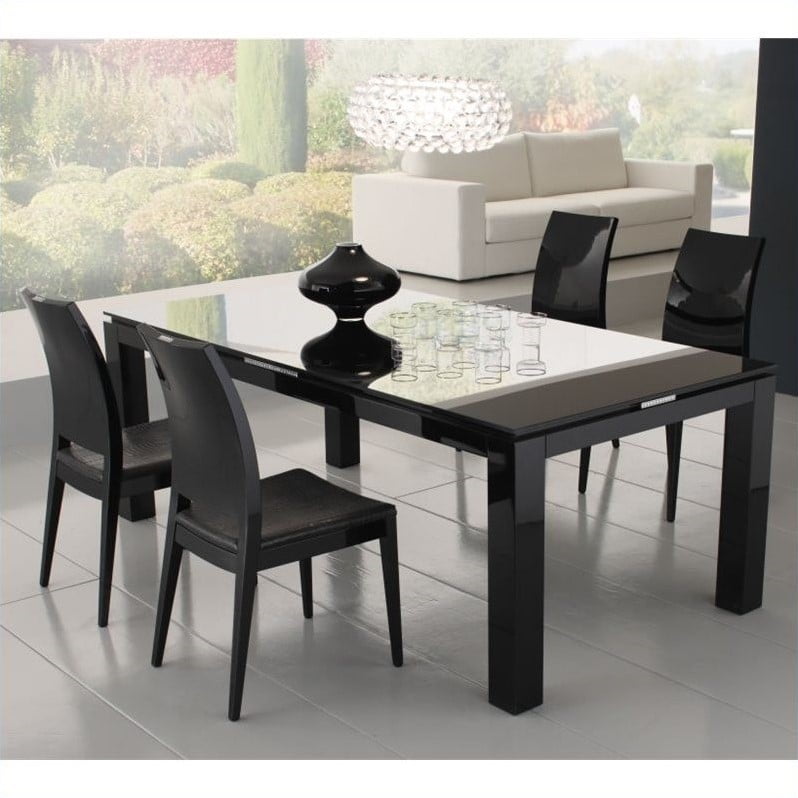 Rossetto Diamond 5 Piece Rectangular Dining Table Set In Black