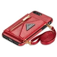 thumbnail image 4 of Dteck Card Holder Wallet Zipper Back Case for Apple iPhone 7 Plus 5.5-inch,iPhone 8 Plus Shockproof Rubber Silicone Leather Card Pocket Hybrid Kickstand Cover with Cross Body Shoulder Strap,Red, 4 of 8