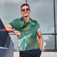 thumbnail image 4 of Vsdgher Green And Gold Marble Polo Shirts for Men, Men's Short Sleeve Stretch Polo Shirt, Shirts for Men-Large, 4 of 6