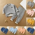 thumbnail image 4 of Atogsazn Baby Boys Fall Winter Clothes Set Toddler Infant Fleece Lined Long Sleeve Tops Pants Outfit Pullover Sets 01-Blue 4-8 Months, 4 of 4