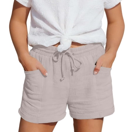 XAOFW Girl s High Waist Skinny Shorts For Kids Comfortable Fit Solid Color Casual Shorts Home Lounging Versatile Bottoms