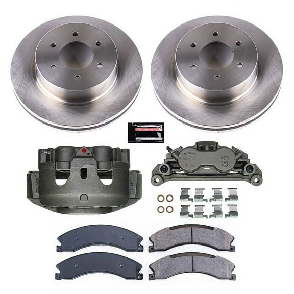 PowerStop Front Stock Replacement Brake Pad and Rotor Kit with Calipers Fits: NISSAN Select Models KCOE7875