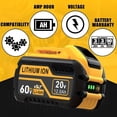 thumbnail image 6 of New Model 1PACKS 20V/60V 12Ah Lithium Battery Replace for DW 60V Battery Compatible with 20V/60V MAX Cordless Power Tools, 6 of 8