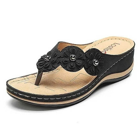 Casual Slippers Flip Flops for Women Wedges Slides Sandals Summer Seaside Comfy Walking Shoes
