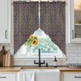 thumbnail image 3 of Swag Valance Curtains for Windows, Vintage Mediterranean Light Filtering Kitchen Curtains with Rod Pocket, Retro Morocco Abstract Art Brown Blue Window Treatment Valances, 36x36 - 2 PCS, 3 of 9
