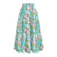 thumbnail image 6 of Floral Midi Skirt for Women Summer Comfy Tiered Elastic High Waisted Skirts Vacation A-Line Flowy Swing Long Skirts Green S, 6 of 6