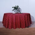 thumbnail image 2 of BalsaCircle 120" Round Gingham Checkered Polyester Tablecloth Black Red, 2 of 9
