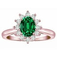 thumbnail image 3 of Star K � Classic Oval 7x5 Lady Diana Halo Simulated Emerald Ring, 3 of 9