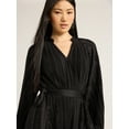 thumbnail image 5 of Scoop Women’s and Women's Plus Pleated Handkerchief Hem Dress with Long Sleeves, Sizes XS-4X, 5 of 5