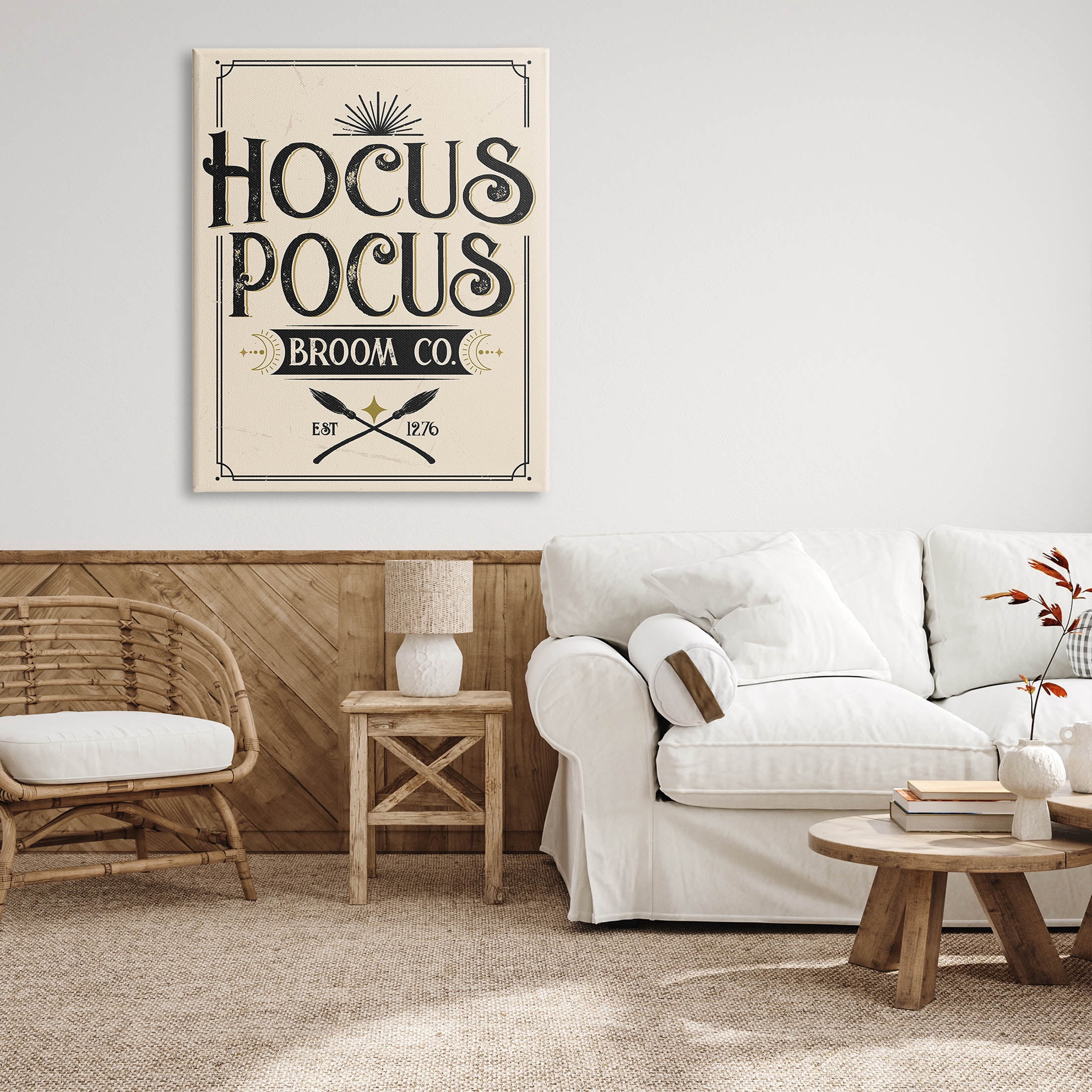 Stupell Industries Vintage Hocus Pocus Broom Sign Graphic Art Gallery Wrapped Canvas Print Wall Art, Design by Angela Nickeas