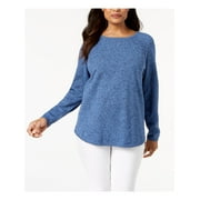 KAREN SCOTT Womens Blue Heather Long Sleeve Top Petites Size: PS