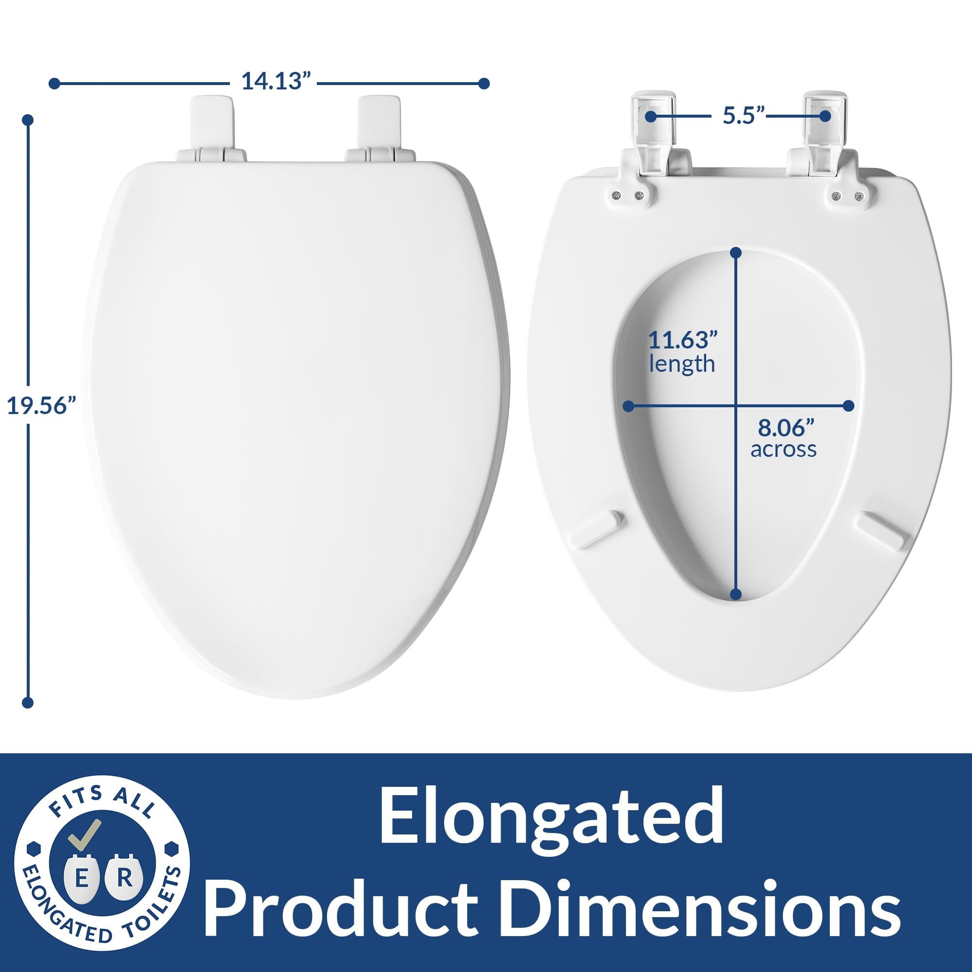 Bemis 1600E4 390 FCE4 Ashland Elongated Enameled Wood Toilet Seat, White