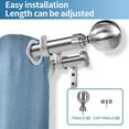 thumbnail image 2 of Urbanest Steel Ball Flat Button 1" 3/4" Double Drapery Curtain Window Rod Set - 28" to 48", Brushed Steel, 2 of 6