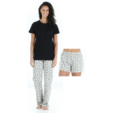 

Frankie & Johnny Women and Women s Plus Knit Pajama 3-Piece Female Tee Pant and Short Set