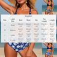 thumbnail image 3 of KIHOUT Women's Split Bikini Swimsuit V-Neck Halter Top Palm Print High-Waisted Bottom Removable Padded No Underwire for Beach Pool Summer, 3 of 7