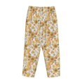 thumbnail image 3 of Lsque Retro 70s 60s Flower Print Women's Pajama Pants, Lounge Pant - Comfortable Home Wear,Elastic Waistband, Stylish Design-Large, 3 of 9