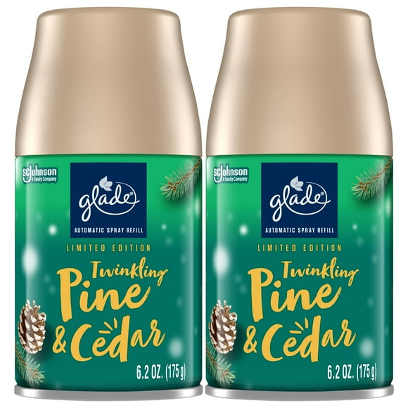 Glade Automatic Spray Refill, Air Freshener For Home And Bathroom, Twinkling Pine & Cedar, Limited Edition Scent, 6.2 Oz, 2 Count