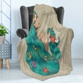 thumbnail image 4 of Zodiac Aquarius Soft Flannel Fleece Throw Blanket, Lady with Pearls Flowers Starfish Fantasy Character Graphic Design, Cozy Plush for Indoor and Outdoor Use, 50" x 70", Multicolor, by Ambesonne, 4 of 5