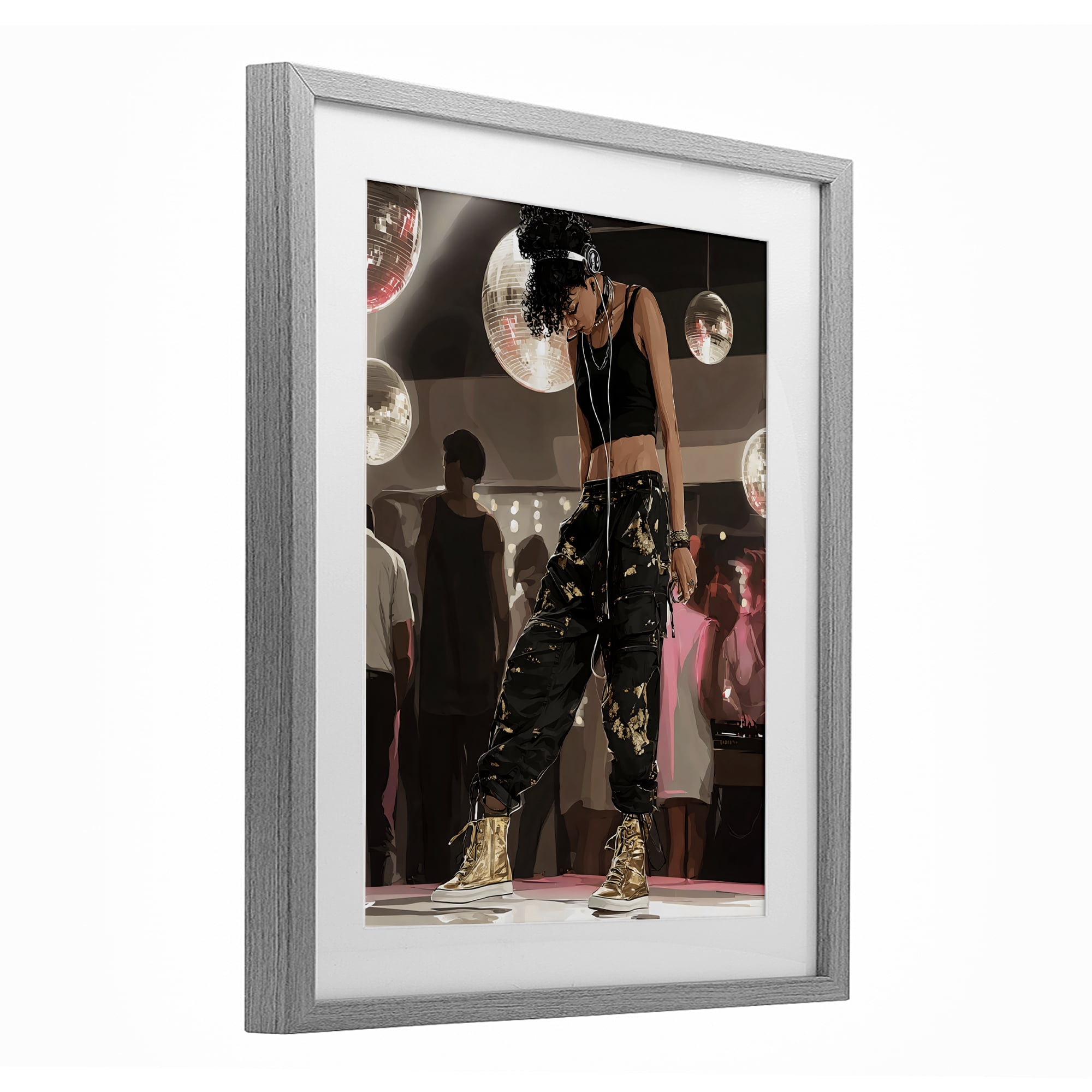 Stupell Industries Silent Disco Lone Dancer Gray Framed Print Under Glass, design by Franklyn Gregory