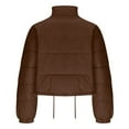thumbnail image 5 of LEBONYARD Women's Trendy Zipper Stand Up Collar Hoodless Padded Short Outerwear Coat Casual Solid Color Bottom Drawstring Long Sleeve Puffer Coat, 5 of 5