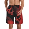 thumbnail image 1 of Balery Red And Black Abstract Skull Traje de Baño Estilo Hawaiano para Hombre, Shorts de Secado Rápido con Bolsillos-Large, 1 of 6