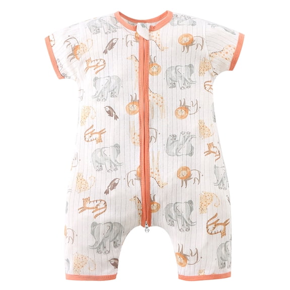Quealent Baby Boys Bamboo Viscose Short Sleeve Romper Soft Comfy Infant Summer Jumpsuit (Orange, 1-2 Years)