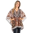 thumbnail image 5 of Sakkas Aymee Women's Caftan Poncho Cover up V neck Top Lace up With Rhinestone - SBR123-Brown - One Size Regular, 5 of 5