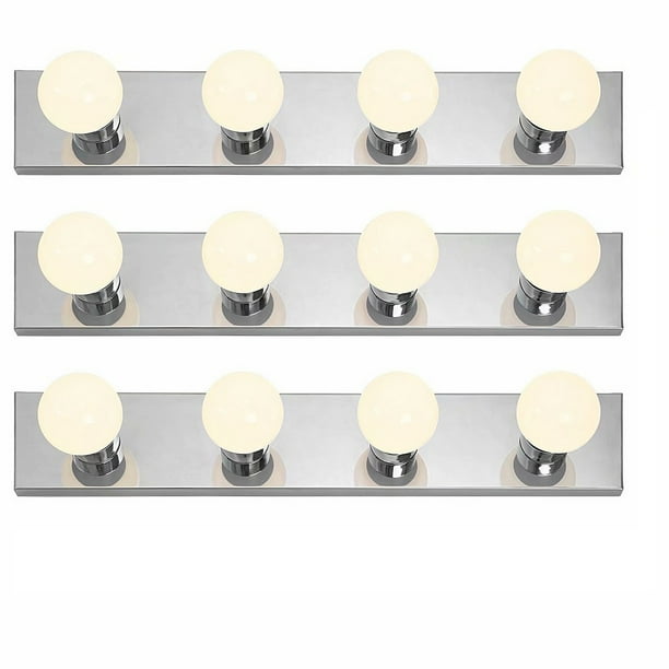3 Pack Vanity Light Base, 4 Light Socket Vanity Bar Strip, E26 Medium
