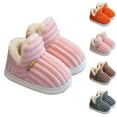 thumbnail image 4 of Xfvqtps Children Fuzzy Slippers Fluffy Cover Heel Shearling Fleece Solid Color Memory Foam Soft Sole Non Slip Thickened Comfortable Indoor Warm Winter House Slippers Coffee, 4 of 9