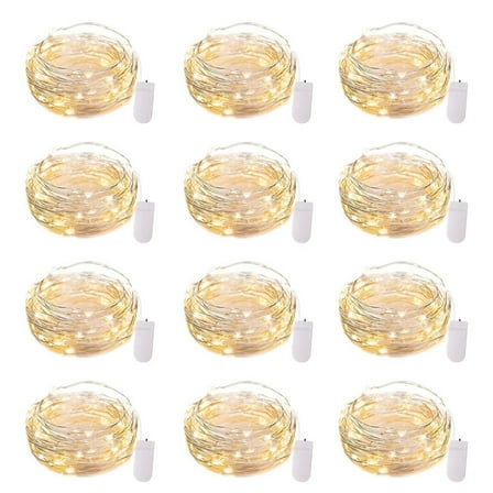 12 Pack Led Fairy Lights Battery Operated String Lights, 7 feet 20 Led Firefly Starry Moon Lights for DIY Wedding Party Bedroom Patio Christmas