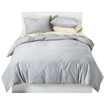 Room Essentials Solid Cotton Blend Duvet Cover Set 3pc Gray Full