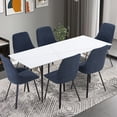 thumbnail image 5 of Williamspace 7 Piece Dining Table Set,70" Modern Dining Table with 6 Dining Chairs,Table with Metal Legs for Living Room Dining Room Kitchen,White&Blue, 5 of 5
