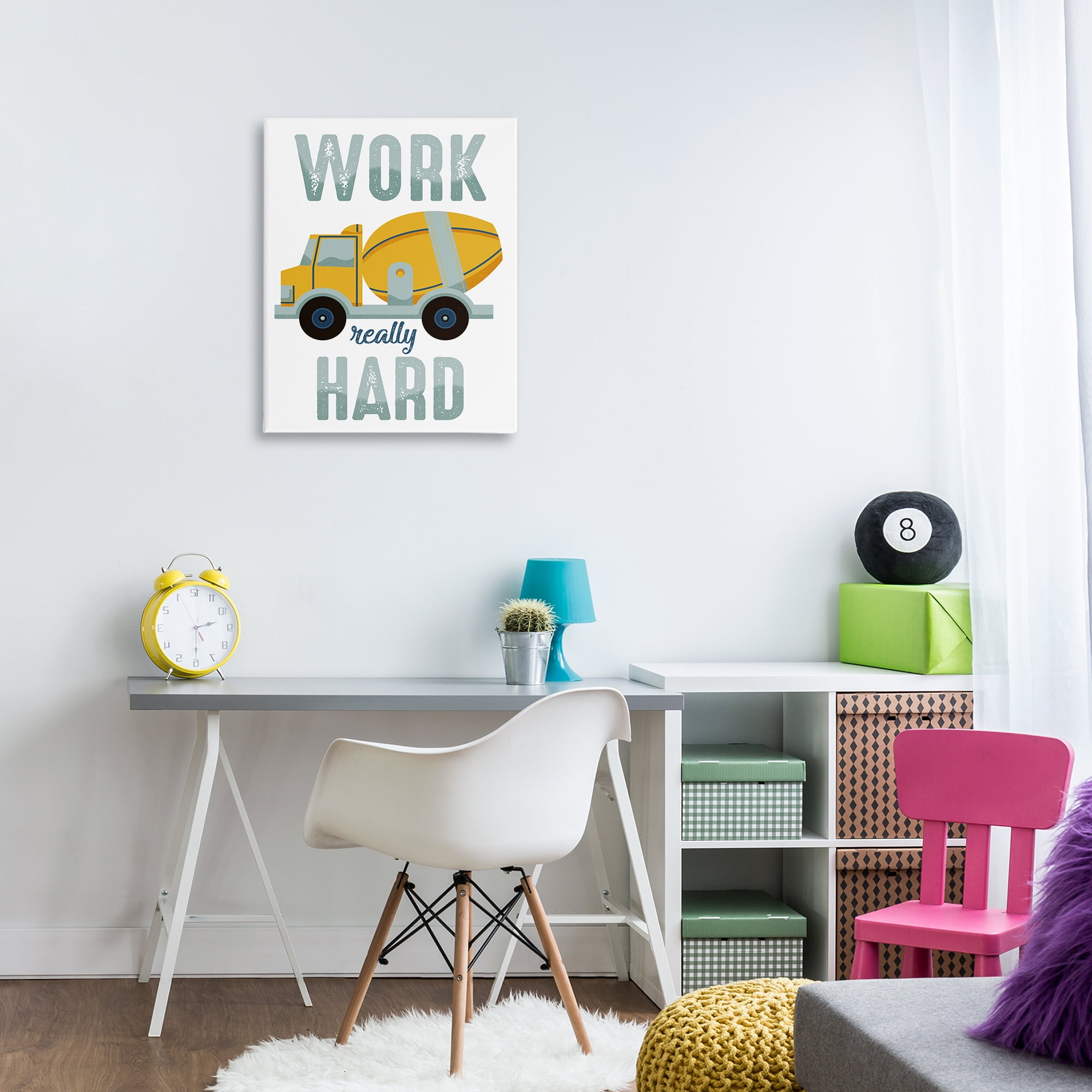 Stupell Industries Work Really Hard Phrase Transportation Painting Wrapped Canvas Art Print Wall Art, 24 x 30
