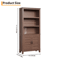thumbnail image 2 of 71" Tall Farmhouse Bookcase with Doors – 5-Tier Narrow Bookshelf with Adjustable Shelf & Bottom Cabinet, Wooden Display Storage Cabinet for Small Spaces, Brown, 2 of 2