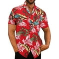 thumbnail image 1 of Camisas Para Hombre Camisa de primavera y verano para hombre, camiseta informal con botones tropicales de playa hawaiana, camiseta de manga corta estampada (Red, 3XL), 1 of 7