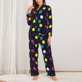 thumbnail image 2 of Daiia Colorful Ping Pong Rackets for Women's Long-Sleeved Pajama Set – Soft & Comfortable Sleepwear Button-Up Pajamas Cozy Lounge Wear-Large, 2 of 7