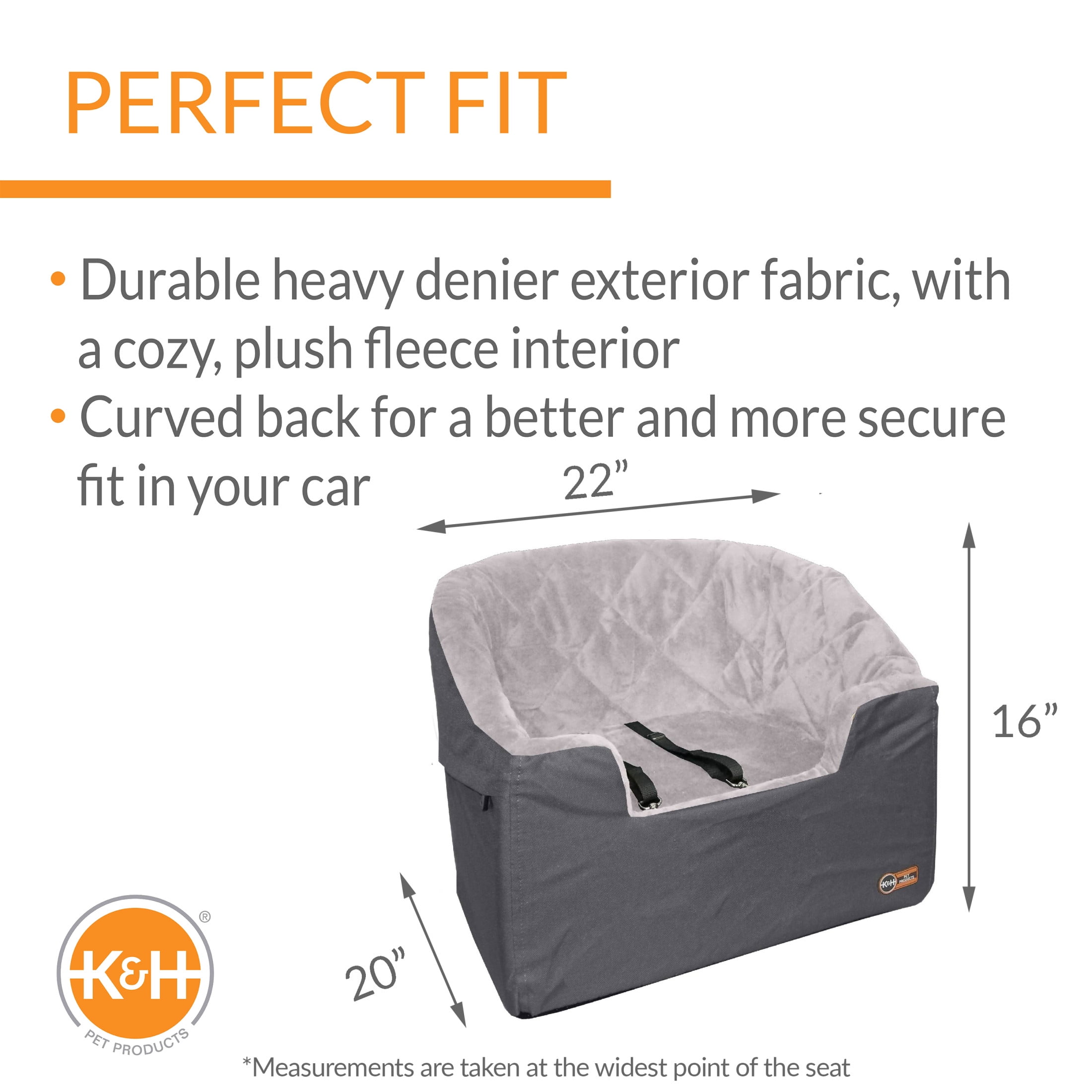 K&H Pet Products Bucket Booster Dog Car Seat Knockdown Gray/Gray Large