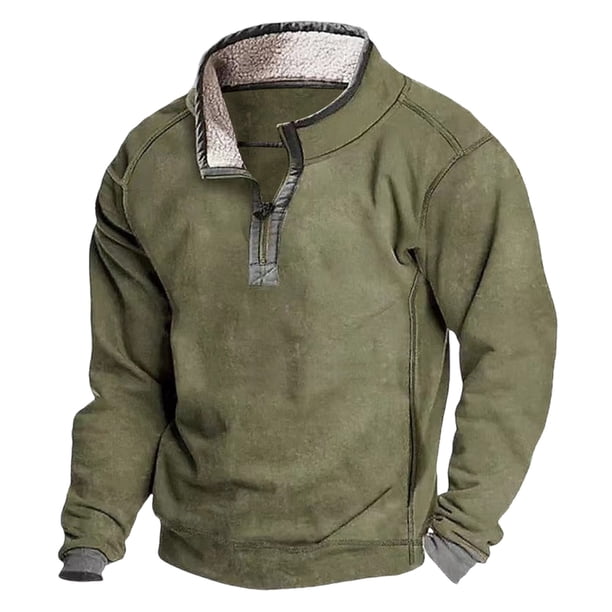 pstuiky camisas de manga larga para hombre, Camiseta informal de manga larga con cuello alto y media cremallera para hombre. Camiseta/camiseta de manga larga con cuello redondo. s