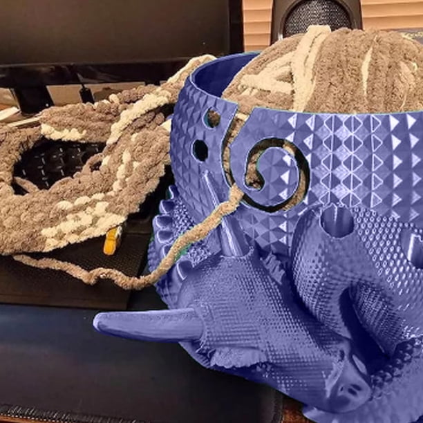 Cuenco de almacenamiento de hilo creativo, diseño en forma de dragón y huevo, material de resina, Soporte de Hilo decorativo resistente a Roturas con agujeros para tejer crochet