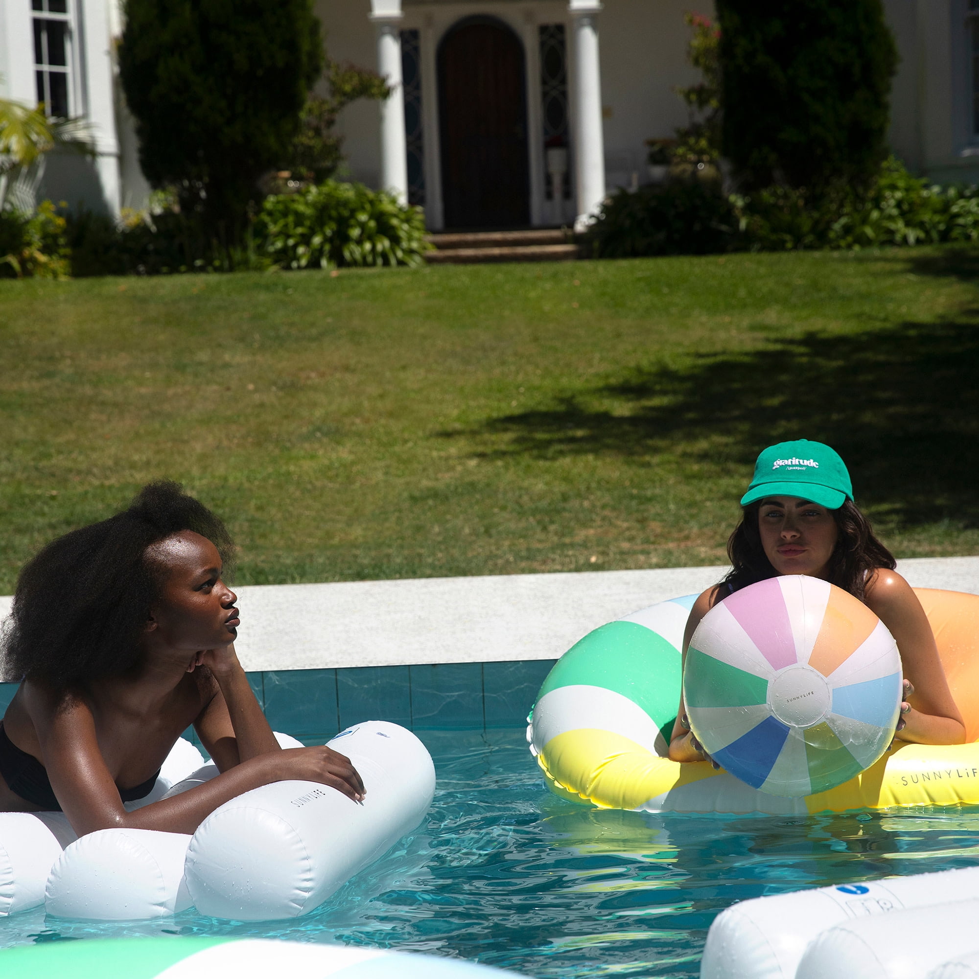 Sunnylife: Inflatable Beach Ball - Pool Side Pastel Gelato - 12.6" Water Play Float Toy, Pool Accessory, Durable PVC, Easy Inflation, Family-Kids 3+