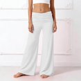 thumbnail image 4 of YOUYEDIAN Yoga Pants Girls Fold Over Low Waist Wide Leg Sweatpants Flare Leggings Bell Bottoms Y2K Foldover Pants (White, 11-12 Years), 4 of 6