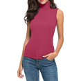 thumbnail image 2 of Miorin Women Turtleneck Sleeveless Tank Tops with Built-in Padded Bra, Stretch Modal Wireless Shelf Bra Undershirt, Solid Fitted Layering Cami for Spring Fall Winter Daily Casual Outfits, Hot Pink M, 2 of 9