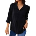thumbnail image 1 of Moda Mujer Causal Blusa sólida Camiseta de manga 3/4 Botón de otoño Tops Sweartshirt Fridja  czfsfas1236, 1 of 8