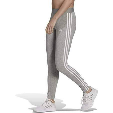 Adidas Women's 3 Stripes Tight Fit Elastic Waist Legging (Medium Grey Heather/White, L)